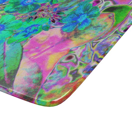 Planche À Découper Chaux psychédélique Trippy Lime Vert et Bleu Fleur (Coin)