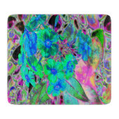 Planche À Découper Chaux psychédélique Trippy Lime Vert et Bleu Fleur (Devant)