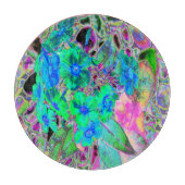 Planche À Découper Chaux psychédélique Trippy Lime Vert et Bleu Fleur (Devant)