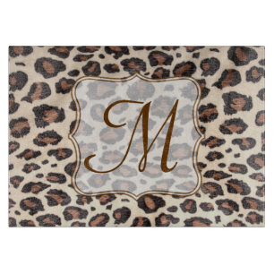 Planche À Découper Cheetah Spot Animal Monogramme Panneau de coupe en