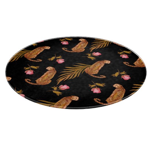 Planche À Découper Cheetahs romantiques : aquarelle motif sans coutur (Coin)