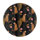 Planche À Découper Cheetahs romantiques : aquarelle motif sans coutur (Devant)