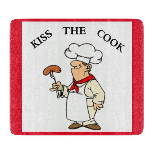 PLANCHE À DÉCOUPER CHEF "KISS THE COOK" (Devant)