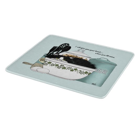 Planche À Découper Chef pâtissier Chat Bleu (Coin)