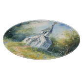 Planche À Découper Chemin rustique d'église dans une prairie de fleur (Coin)