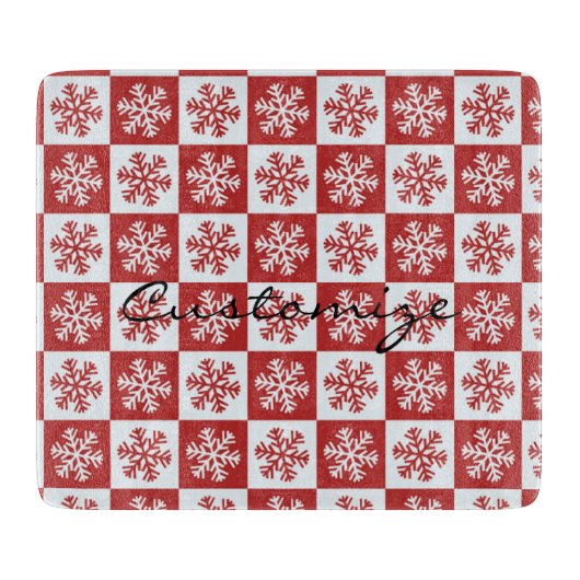 Planche À Découper Chèque rouge/blanc motif flocon de neige Thunder_C (Devant)