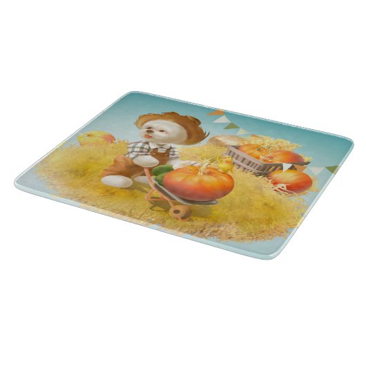 Planche À Découper Cher fermier chien avec Citrouille (Coin)