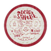 Planche À Découper Cher Père Noël Cookie & Milk rond plateau rouge te (Devant)
