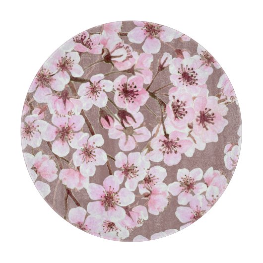 Planche À Découper Cherry Blossom Branches Motif aquarelle (Devant)