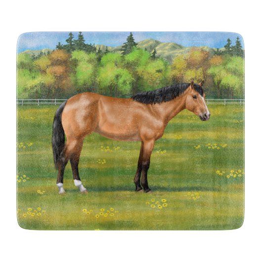 Planche À Découper Cheval du Quartier des Dun Buckskin (Devant)