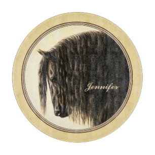 Planche À Découper Cheval friésien Jaune