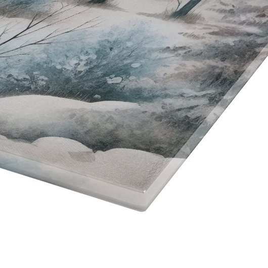 Planche À Découper Cheval hiver scène neige forêt Noël (Coin)