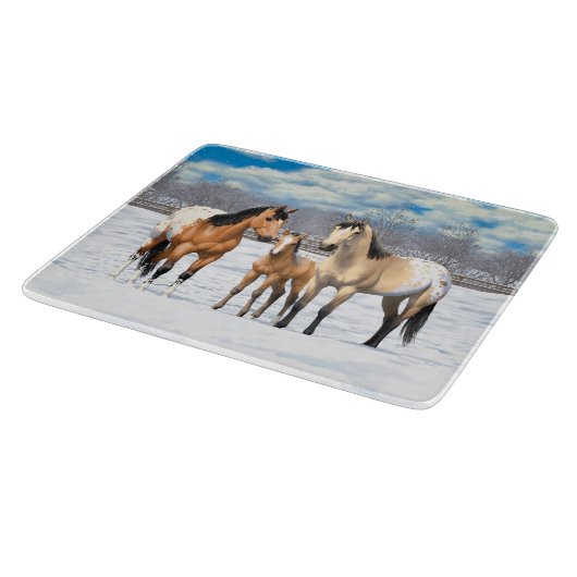 Planche À Découper Chevaux Appaloosa En Peau De Bouche En Neige (Coin)