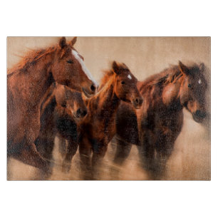 Planche À Découper Chevaux au galop, flou et crinières au vent