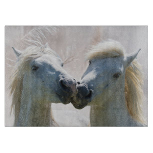Planche À Découper Chevaux blancs Meilleurs amis
