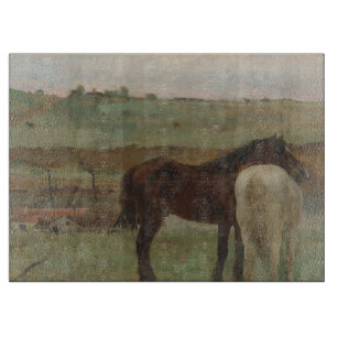 Planche À Découper Chevaux dans une prairie, Peinture à l'huile, Edga