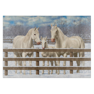 Planche À Découper Chevaux Du Quartier Blanc En Neige