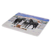 Planche À Découper Chevaux Du Quartier Noir En Neige (Coin)