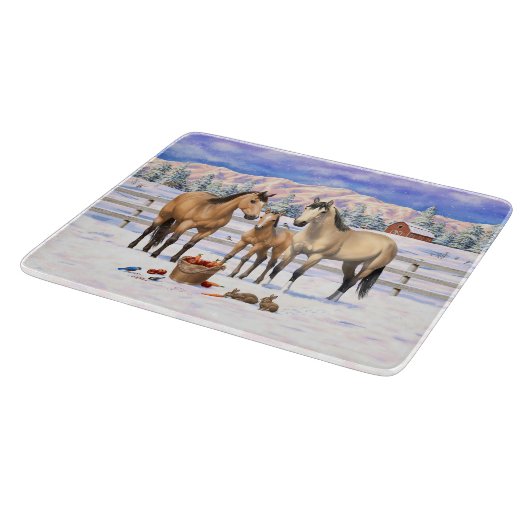 Planche À Découper Chevaux En Peau De Bouche En Neige (Coin)