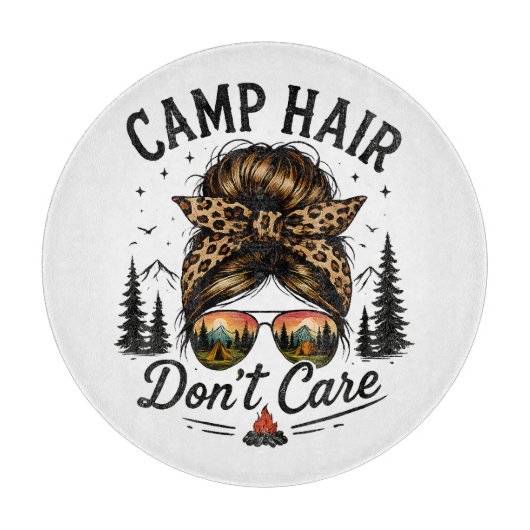 Planche À Découper Cheveux de camp, on s'en fiche, chignon désordonné (Devant)