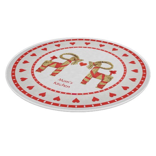 Planche À Découper Chèvre suédoise et coeurs de paille personnalisés (Coin)