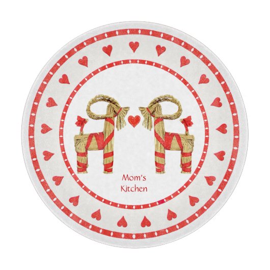 Planche À Découper Chèvre suédoise et coeurs de paille personnalisés (Devant)