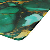 Planche À Découper Chic Elegant vert foncé jaune Faux Marble (Coin)