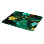Planche À Découper Chic Elegant vert foncé jaune Faux Marble (Coin)