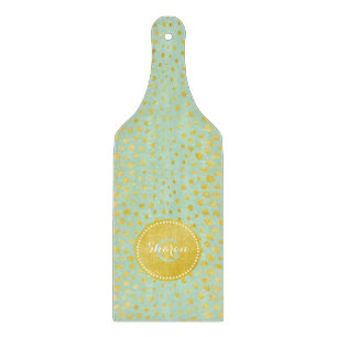 Planche À Découper Chic faux or brillant guépard imprimé monogramme