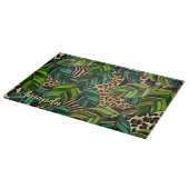 Planche À Découper Chic Léopard Monogramme Feuilles de Monstera (Coin)