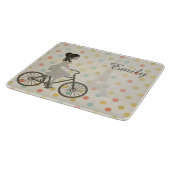 Planche À Découper Chic Paris Girl Riding Bike Dotty Personnalisé (Coin)