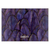 Planche À Découper Chic purple gold feathers monogram name (Devant)