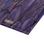 Planche À Découper Chic purple gold feathers monogram name (Coin)