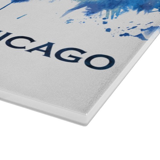 Planche À Découper Chicago Illinois Skyline Blue (Coin)