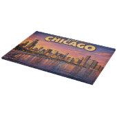 Planche À Découper Chicago skyline and Lake Michigan in the evening (Coin)