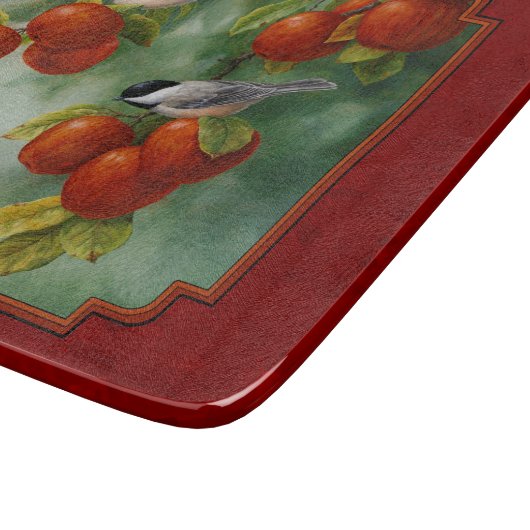 Planche À Découper Chickadees Pomme récolte Rouge (Coin)