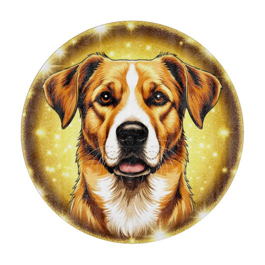 Planche À Découper Chien avec fond doré (Devant)