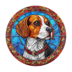 Planche À Découper Chien Beagle dans un Art de Verre Coloré Vibrant