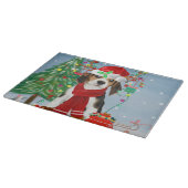 Planche À Découper Chien beagle en neige avec cadeaux de Noël (Coin)
