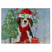 Planche À Découper Chien beagle en neige avec cadeaux de Noël (Devant)