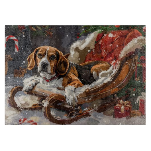 Planche À Découper Chien Beagle Noël Festif (Devant)