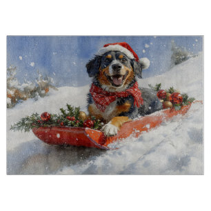 Planche À Découper Chien Bluetick Coonhound dans un traîneau de Noël