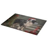 Planche À Découper Chien Border Collie dans la neige de Noël (Coin)