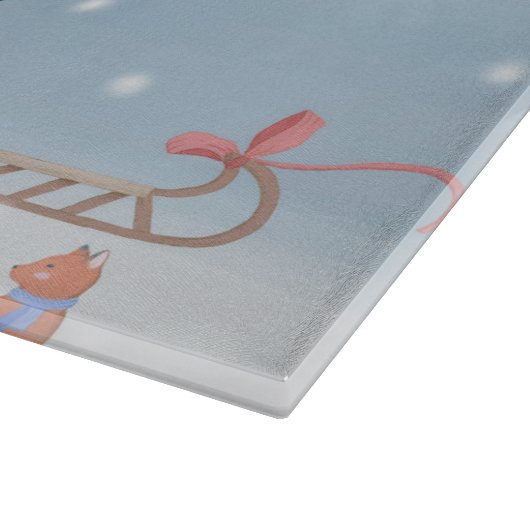 Planche À Découper Chien carlin en neige avec cadeaux de Noël (Coin)