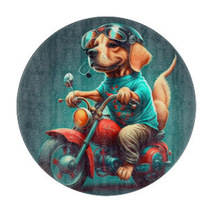 Planche À Découper Chien cool conduisant une moto