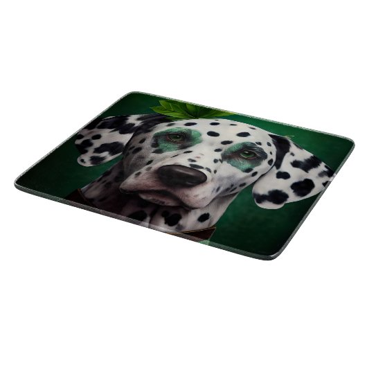 Planche À Découper Chien dalmate en tenue de la Saint Patrick (Coin)