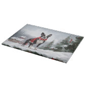 Planche À Découper Chien de Boston Terrier pendant Noël de neige (Coin)