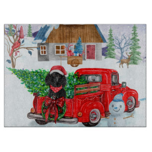 Planche À Découper Chien de caniche en livraison de Noël Camion Neige