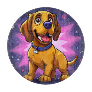 Planche À Découper Chien de dessin animé joueur avec des couleurs viv