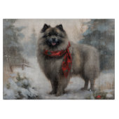 Planche À Découper Chien de Keeshond à Noël de neige (Devant)